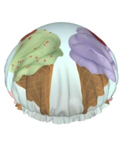 Eistüten bedruckte Duschhaube für Frauen, wasserdichte Badekappen, wiederverwendbar, doppellagig, Duschhut, Badeduschkappen für Männer, Damen, Spa, Salon