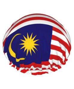 Badekappe mit Malaysia-Flagge, für langes und kurzes Haar, waschbar, elastisches Band, Badehaarmütze für langes Haar, Zopf