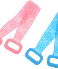 2 Stück Langes Silikon Badetuch mit Zugschlaufen Massagehandtuch für Rücken und Ganzkörperreinigung Lebensmittelecht für Tägliche Tiefenreinigung Zufällige Farbe Zufällige Farbe