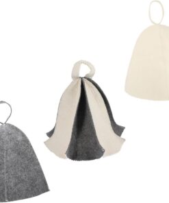 VALICLUD 3 Stück Dicke Filz Saunahüte für Erwachsene mit Kopfschutz Bequeme Saunahauben aus Filz für Sauna und Dampfbad Schlichtes und Elegantes Design