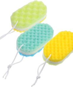 OUNONA 3 Badeschwämme mit Aufhängeseil Sanftes Körperpeeling und Reinigung Hautberuhigend für Dusche Damen und Herren
