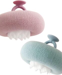 Luffa-Schwamm – Sonnenblumen-Badeschwamm | 2 Stück PVC-Saugnapf-Ball, 80 g, leicht, für Spa, Fitnessstudio, Badezeit, Zubehör für Damen, Herren, Reisen, Strand, Zuhause, Hotel, tägliche Dusche