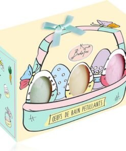 BadeFee Geschenkset "SprudelEi", 3 Badebomben mit Sprudeleffekt für Badewanne, Wellnessbad und Vollbad, Geschenk zu Geburtstag und Ostern in bunten Farben, handgemachte Badekugeln