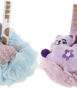 OUNONA 2stücke Duschschwamm aus Pe-material für Sanftes Peeling Wiederverwendbar mit Cartoon-motiven für Junge Mädchen und Erwachsene als Badezimmeraccessoire