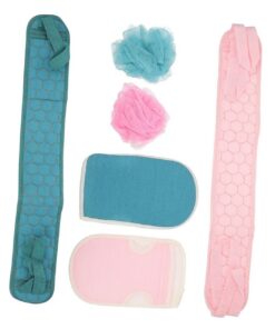 STOBAZA Badetücher und Rückenbürsten Set für Badezimmer Inklusive Badehandschuhe und Badebälle Praktische Badetücher für Haushalt und Tägliche Körperpflege