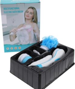 Elektrische Badebürste mit Langem Griff, Drehbarer Bürste, Blau | Abs Material, 1 Satz mit Bürstenkopf, für Baden, Rückenmassagebürste als Zubehör