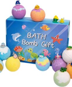 Badeball mit Überraschungsspielzeug im Inneren 12 Stück Natürliche Sichere | Badespaß Set für die Badewanne Badewanne Familienzeit Garten Pool Zuhause