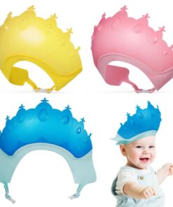 VALICLUD 3 Stück-pack Kinder Duschhauben mit Verstellbarer Größe und Ohrenschutz aus Kunststoff Haarwaschhaube für Zuhause Beim Haarewaschen