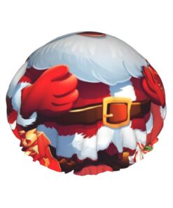 Weihnachtsmann-Duschhaube für Damen und Herren, verstellbare wiederverwendbare Duschhaube, doppellagig, wasserdicht, EVA-Futter, elastisches Band, Haarkappe für alle Haarlängen