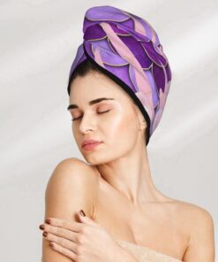 Sea Life Pearl Meerjungfrau Trockenes Haar Kappe Haartrocknen Hut mit Knöpfen Super Saugfähig Schnell Trocknendes Haar Handtuch Wrap Weiche Haar Hut für Frauen Trockenes Haar Turban für nasses
