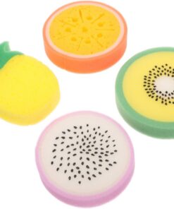 VALICLUD 4 Stück-Pack Fruchtförmige Badeschwämme mit Reichhaltigem Schaum und Ergonomischer Form aus Schwamm Hautschonend für Dusche und Bad
