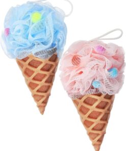 STOBAZA 2 Stück Kinder Luffaschwämme Eiscremeform Badeschwämme mit Pe Material Sanft zur Haut und Reichlich Schaum zum Duschen und Baden