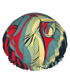 Rock and Roll Print Shower Essentials Bonnet For Women, Large Washable Elastic Band Bath Hair Wrap Shower Cap