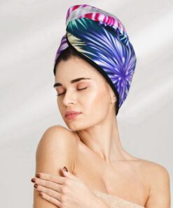 Patriotischer 4. Juli Amerikanische Flagge Trockenes Haar Kappe Haartrocknungshut mit Knöpfen Super saugfähig schnell trocknend Haar Handtuch Wrap Weiche Haar Hut für Frauen Trockenes Haar