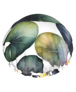 Black Lily Pads 1 Print Badekappe für langes Haar und kurzes Haar, waschbares Gummiband, Badehaarmut für langes Haar, Zopf