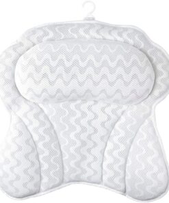 Healvian Badewannenkissen aus Textil und Weißes mit Saugnapf für Komfortable Nackenstütze und Rückenunterstützung für Entspanntes Baden Zuhause