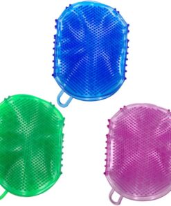 3 Stück Massage und Reinigungsset mit Flexibler Gummibürste Doppelseitige Massagehandschuhe zur Tiefenreinigung und Akupunkturstimulation unter Dusche Zufällige Farbe