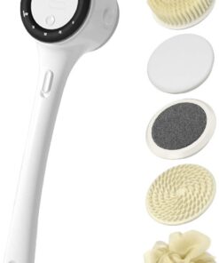 Electric Back Shower Scrubber, Electric Bath Brush, 14.17x3.54x3.15 Inches Long Handle Scrubbing Tool Settings for Women, Men, Teens, Elderly, Helps Clean Clogged Pores