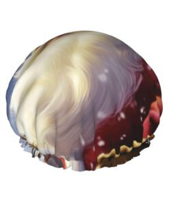 Weihnachtsmann-Duschhaube für Damen und Herren, verstellbare wiederverwendbare Duschhaube, doppellagig, wasserdichte Badekappen, EVA-Futter, elastisches Band, Haarkappe für alle Haarlängen