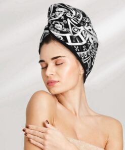 Maya-Kalender Ende der Welt Trockenes Haar Kappe Haartrocknen Hut mit Knöpfen Super Saugfähig Schnell Trocknendes Haar Handtuch Wrap Weiche Haar Hut für Frauen Trockenes Haar Turban für nasses