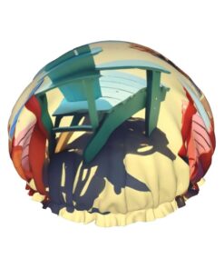 Duschhaube mit Strand- und Landschaftsstühlen, wiederverwendbar, wasserdicht, schnell trocknend