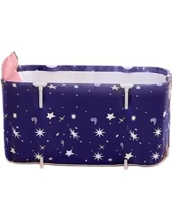 Folding Bathtub, Portable Rectangular Bath Bucket, Compact Shower Tub Design, Space Saving Wash Basin, Ideal for Home, Bathroom, Outdoor, Travel, Beach, Camping, 7.24x21.65x19.69 Inches