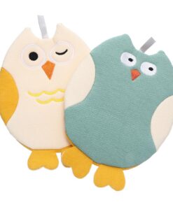 VALICLUD Kinderbadehandschuhe 2 Stück aus Baumwolle und Polyester mit Niedlichen Cartoon Tiermotiven Einfach zu Halten für Badezimmerzeit