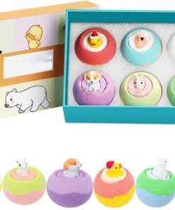Luxuriöses Badekugel-Set, 6-teilig, Seifenblasen-Dampfgarer, handgefertigte Seifenblasenbomben mit langanhaltendem Duft, Kategorie Selbstpflege, Entspannungsgeschenk, Tierspielzeug im Inneren für Gebu