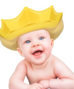 OUNONA Haarwaschschutz Duschhaube aus Pp in Gelb mit Krönchenförmigem Design Sicher und Weich für Komfortables Haarewaschen bei Kleinkindern