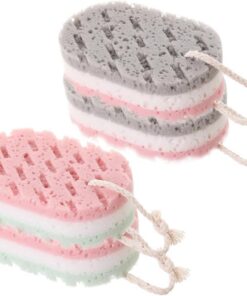 VALICLUD 4 Stück-pack Peeling Körperschwamm aus Schwamm Sanft zur Haut Wiederverwendbar für Dusche und Körperreinigung bei Männern und Frauen