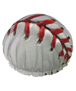 Badekappe mit Sportball, Baseball-Druck, für langes und kurzes Haar, waschbar, elastisches Band, Badehaarmütze für langes Haar, Zopf