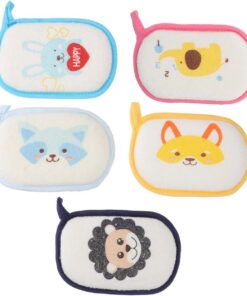 STOBAZA 5stücke Babybadeschwämme aus Hochwertigem Material Weich und Sicher für Babyhaut mit Cartoon-motiven Praktischer Aufhängeschlaufe für Einfache Reinigung und Zufälliger Stil