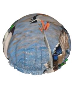 Mallard Ducks Duschhaube für Damen, groß, waschbar, elastisches Band, Badehaar, Duschhaube