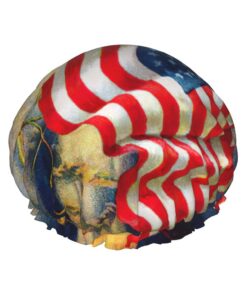 Duschhaube mit amerikanischer USA-Flagge, Adler, Kunstdruck, für Frauen, wiederverwendbar, wasserdicht, doppellagig, Dusch-Haarnetz mit elastischem Band, Einheitsgröße