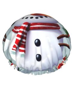 Badehaube mit weihnachtlichem Schneemann-Aufdruck, groß, waschbar, elastisches Band, Badehaar, Duschhaube