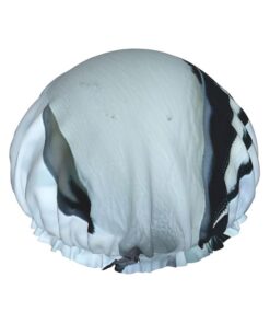 Badehaube mit Pinguin-Druck, wiederverwendbar, doppelte wasserdichte Schichten, Duschhauben für Frauen und Damen
