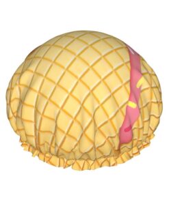 Badekappe mit Eiscreme- und Waffelmuster für langes Haar und kurzes Haar, waschbares Gummiband, Badehaarmut für langes Haar, Zopf