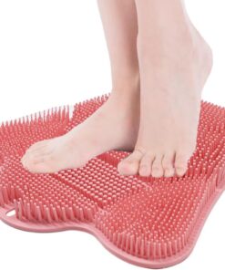 Shower Foot Scrubber, Silicone Foot Scrub Mat, Gentle Skin Exfoliation, Non-Slip Suction Cup Pad, Deep Cleaning and Massage Tool, for Dead Skin, Heel, Body, Tub, Dorm, 12.6x12.2x1.3 inches