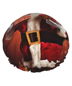 Schöne Weihnachtsmann-Duschhaube, doppellagig, wasserdicht, wiederverwendbar, elastisch, für Damen und Herren