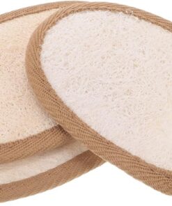 OUNONA 3stücke Luffa-schwammpad Duschschwamm Peeling-luffa-pad Körperpeeling-pad Hautreinigungspad Duschpad Runde Gesichtspad Gesichtsreinigungspad Badeaccessoire zum Trocknen und Aufbewa