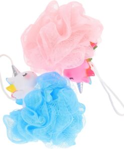 OUNONA 2 Stück Rosa Kinderschwamm Duschschwamm mit Peelingfunktion aus Pe und Pvc für Sanfte Reinigung und Entfernen Toter Hautzellen im Badezimmer