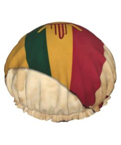 Duschhaube, Motiv: New Mexico Flagge, Map03, bedruckt, weich gefüttert, doppellagig, waschbar, breites Gummiband, Haar-Duschhaube für Badewanne