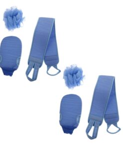 Duschhandschuhe und Badewannen Scheuergürtel Satz mit 2 Duschbällen aus Pe zum Peeling und Hautschutz für Badezimmer