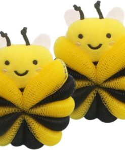 VALICLUD 2 Stück Cartoon Bienen Duschschwamm für Kinder Körperpeeling Badeschwamm aus Leichtem Pe Material Effektive Reinigung im Bad und Reisen