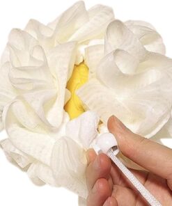 Bath Schwammball – 2 in 1 für sanfte Reinigung | Viskose-Faser mit 14 x 14 cm Größe, 40 g Gewicht, Körperscrub Loofah, Seifentasche, wiederverwendbar, Badzubehör für Damen und Herren