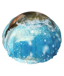 Badekappe mit Meeresschildkröten-Druck, für langes Haar und kurzes Haar, waschbar, elastisches Band, Badehaarmut für langes Haar, Zopf