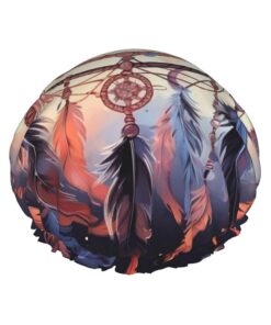 Indianer-Traumfänger-Duschhaube für Frauen, wiederverwendbar, doppellagig, Badekappe, Haarnütze, wasserdicht, elastisches Band, Damen, Spa, Salon, Duschhut, Haarkappen