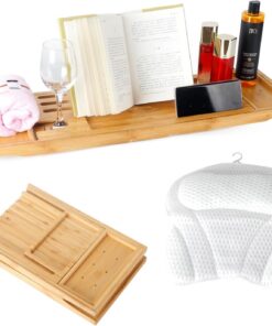 Badewannen-Tablett Tisch und Badekissen, erweiterbar und faltbar, Badewannenablage für Badewanne, luxuriöses Badewannenzubehör