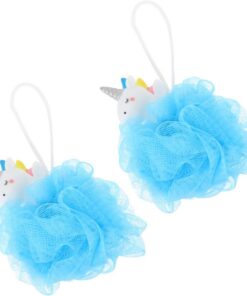 Einhorn Badeball Langlebig 2 Stück-pack aus PE Netzgewebe Blau Sanftes Peeling und Reinigung Badezubehör für Kinder für Täglichen Gebrauch