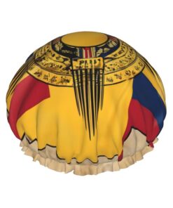 Duschhaube, Motiv: New Mexico Flagge, Map01, bedruckt, weich gefüttert, doppellagig, waschbar, breites Gummiband, Haar-Duschhaube für Badewanne